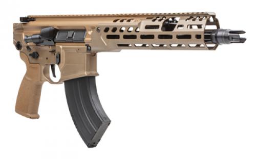 Sig Sauer MCX SPEAR-LT, Semi-automatic Pistol, 7.69X39, 11.5" Barrel, Anodized Finish, Coyote, Flat Blade Match Trigger, 10" Lightweight Ergonomic M-LOK Handguard, Ambidextrous Controls, 28 Rounds, 1 Magazine, No Brace PMCX-762R-11B-LT