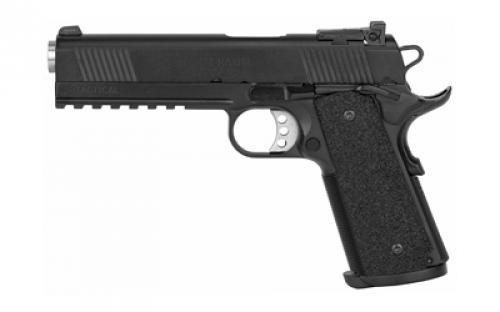 Springfield Tactical Response Pistol, Operator, 1911, California Compliant, Single Action Only, Semi-automatic, Metal Frame Pistol, Full Size, 45 ACP, 5 Bull Barrel, Steel, Armory Kote Finish, Black, G10 Grips, Tritium Night Sights, Ambidextrous Thumb Safety, 7 Rounds, Range Bag, 2 Magazines PC9105LCA18