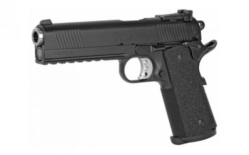 Springfield Tactical Response Pistol, Operator, 1911, California Compliant, Single Action Only, Semi-automatic, Metal Frame Pistol, Full Size, 45 ACP, 5" Bull Barrel, Steel, Armory Kote Finish, Black, G10 Grips, Tritium Night Sights, Ambidextrous Thumb Safety, 7 Rounds, Range Bag, 2 Magazines PC9105LCA18