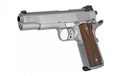 Springfield Tactical Response Pistol, 1911, California Compliant, Single Action Only, Metal Frame Pistol, Full Size, 45 ACP, 5" Match Grade Barrel, Steel, Stainless Finish, G10 Grips, Tritium Night Sights, Ambidextrous Thumb Safety, 7 Rounds, Range Bag, 2 Magazines PC9107LCA18