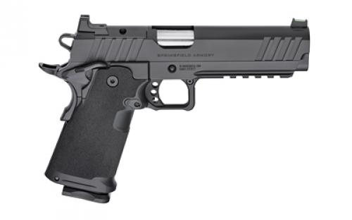 Springfield 1911 DS Prodigy 5 AOS Handgun, Semi-Automatic Metal Frame Pistol, Forged Stainless Steel Barrel, Cerakote Finish, Black, Polymer Grips, Fiber Optic Front and Black Serrated Rear Sights, 2 Magazines, (1)-17Rd (1)-20Rd PH9119AOS