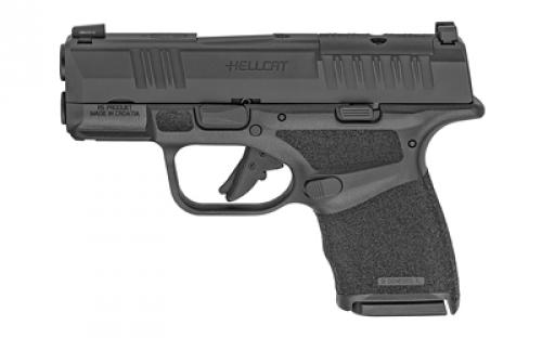 Springfield Hellcat, OSP, Striker Fired, Semi-automatic, Polymer Frame Pistol, Sub-Compact, 9MM, 3 Hammer Forged Barrel, Melonite Finish, Black, Textured Grip, Tritium Front Sight, Tactical Rack Rear Sight, Optics Ready, 10 Rounds, 2 Magazines HC9319BOSPLC