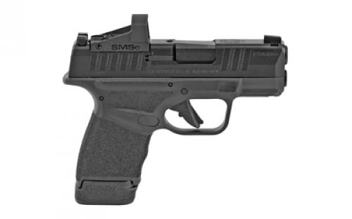 Springfield Hellcat, Striker Fired, Semi-automatic, Polymer Frame Pistol, Micro-Compact, 9MM, 3.8" Hammer Forged Barrel, Melonite Finish, Black, Textured Grips, Front Tritium Night Sight, Tactical Rack U-Notch Rear Sight, Shield SMSc Reflex Sight, 2 Magazines, (1) 11-Round and (1) 13-Round HC9319BOSPSMSC