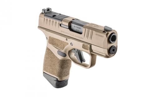 Springfield Hellcat, Striker Fired, Semi-automatic, Polymer Frame Pistol, Micro-Compact, 9MM, 3" Hammer Forged Barrel, Cerakote Finish, Desert Flat Dark Earth, Textured Grips, Tritium/Luminescent Front Sight, Tactical Rack U-Notch Rear Sight, Optics Ready, 5 Magazines, (4) 11-Round and (1) 13-Round, Includes Range Bag HC9319FOSPGU23