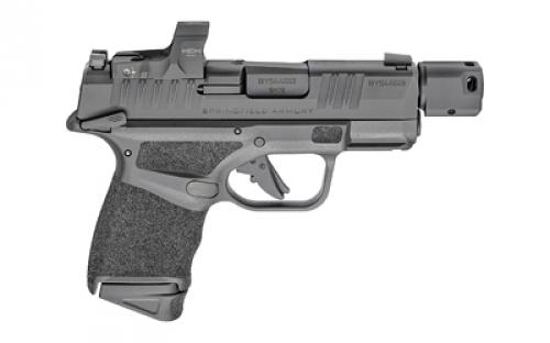 Springfield Hellcat, RDP, Striker Fired, Semi-automatic, Polymer Frame Pistol, Sub-Compact, 9MM, 3.8" Hammer Forged Barrel, Melonite Finish, Black, Textured Grips, Tritium Night Sights, Ambidextrous Thumb Safety, 13 Rounds, Compensator, HEX Wasp Red Dot, 2 Magazines HC9389BTOSPWASPMS