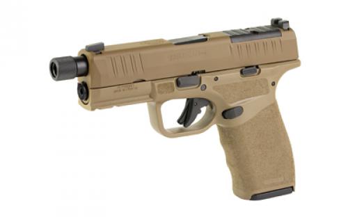 Springfield Hellcat Pro OSP, Striker Fired, Semi-automatic, Polymer Frame Pistol, 9MM, 4.4" Hammer Forged Barrel, Threaded 1/2x28, Optics Ready Slide, Cerakote Finish, Desert Flat Dark Earth, Textured Grip, Tritium Front Sight, Tactical Rack U-Notch Rear Sight, 10 Rounds, 2 Magazines HCP9449FTOSPLC