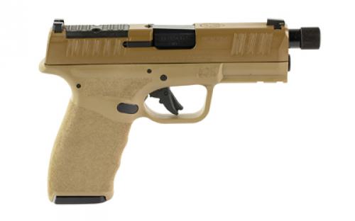 Springfield Hellcat Pro OSP, Striker Fired, Semi-automatic, Polymer Frame Pistol, 9MM, 4.4" Hammer Forged Barrel, Threaded 1/2x28, Optics Ready Slide, Cerakote Finish, Desert Flat Dark Earth, Textured Grip, Tritium Front Sight, Tactical Rack U-Notch Rear Sight, 2 Magazines, (1)-17 Round and (1)-15 Round HCP9449FTOSP