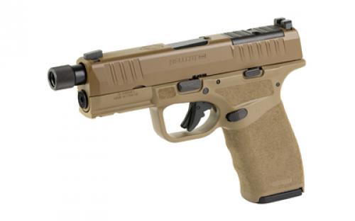 Springfield Hellcat Pro OSP, Striker Fired, Semi-automatic, Polymer Frame Pistol, 9MM, 4.4" Hammer Forged Barrel, Threaded 1/2x28, Optics Ready Slide, Cerakote Finish, Desert Flat Dark Earth, Textured Grip, Tritium Front Sight, Tactical Rack U-Notch Rear Sight, 2 Magazines, (1)-17 Round and (1)-15 Round HCP9449FTOSP