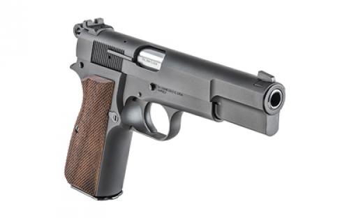 Springfield SA-35, Single Action, Semi-automatic, Metal Frame Pistol, Full Size, 9MM, 4.7" Forged Barrel, Forged Carbon Steel, Blue Finish, Checkered Walnut Grips, White Dot Front Sight and Serrated Tactical Rack Rear Sight, Factory Tuned Trigger, Manual Thumb Safety, 15 Rounds, 1 Magazine, Weighs 31.5 Oz., 7.8" Length HP9201