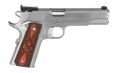 Springfield Target, 1911, Single Action Only, Semi-automatic, Metal Frame Pistol, Full Size, 9MM, 5" Match Grade Barrel, Steel, Stainless Finish, Wood Grips, Adjustable Sights, Manual Thumb Safety, 9 Rounds, 2 Magazines PI9134LCA