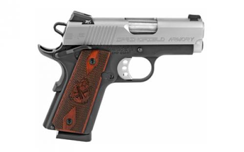 Springfield EMP, 1911, California Compliant, Single Action Only, Semi-automatic, Metal Frame Pistol, Micro-Compact, 9MM, 3" Match Grade Barrel, Alloy, Bi-Tone, Cocobolo grips, Tritium Night Sights, Manual Thumb Safety, 9 Rounds, 3 Magazines PI9209LCA
