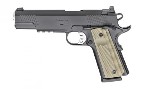 Springfield Operator 1911, Semi-automatic Pistol, Full Size, 45 ACP, 5 Match Grade Barrel, Stainless Steel, Cerakote Finish, Black, G10 VZ Grips, Tritium Front Sight With Tactical Rack White Dot Rear Sight, Ambidextrous Thumb Safety, 8 Rounds, 2 Magazines PO9230