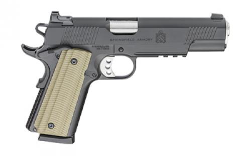 Springfield Operator 1911, Semi-automatic Pistol, Full Size, 45 ACP, 5" Match Grade Barrel, Stainless Steel, Cerakote Finish, Black, G10 VZ Grips, Tritium Front Sight With Tactical Rack White Dot Rear Sight, Ambidextrous Thumb Safety, 8 Rounds, 2 Magazines PO9230