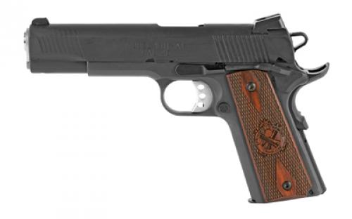 Springfield Loaded, 1911, California Compliant, Single Action Only, Semi-automatic, Metal Frame Pistol, Full Size, 45 ACP, 5 Match Grade Barrel, Steel, Parkerized Finish, Black, Cocobolo Grips, Tritium Night Sights, Ambidextrous Thumb Safety, 7 Rounds, 2 Magazines PX9109LCA