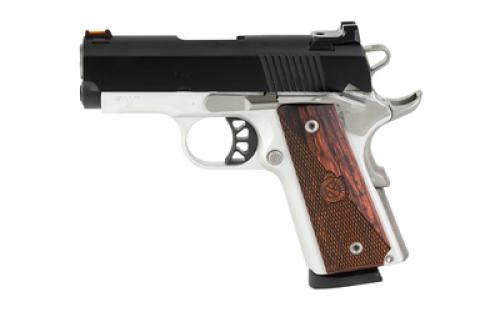 Springfield Ronin EMP, 1911, Semi-automatic, Metal Frame Pistol, Compact, 9MM, 3 Barrel, Blued Slide, Stainless Frame, Wood Grips, Fiber Optic Front Sight, 9 Rounds, One Magazine PX9123L