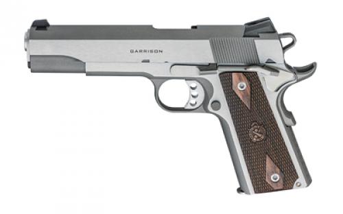 Springfield Garrison, 1911, Single Action Only, Semi-automatic, Metal Frame Pistol, Full Size, 9MM, 5 Match Grade Barrel, Stainless Steel Finish, Wood Grips, 3-Dot Combat Sights, Manual Thumb Safety, Grip Safety, 9 Rounds, 1 Magazine PX9419S