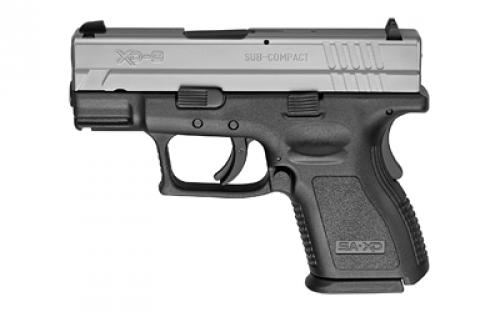 Springfield XD9, Striker Fired, Semi-automatic, Polymer Frame Pistol, Sub-Compact, 9MM, 3 Barrel, Stainless Slide, Black Frame, Fixed Sights, 10 Rounds, 2 Magazines XD9821