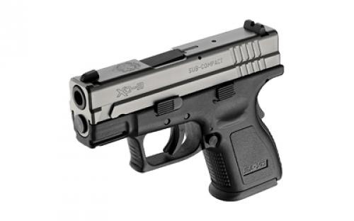 Springfield XD9, Striker Fired, Semi-automatic, Polymer Frame Pistol, Sub-Compact, 9MM, 3" Barrel, Stainless Slide, Black Frame, Fixed Sights, 10 Rounds, 2 Magazines XD9821