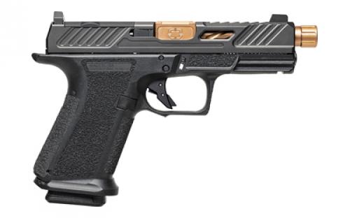 Shadow Systems MR920 Elite, Striker Fired, Semi-automatic, Polymer Frame Pistol, Compact, 9MM, 4.5 Bronze Spiral and Fluted Barrel, Threaded, Nitride Finish Elite Slide, Black, Optics Ready, Flat Faced Trigger, Trigger Safety, Tritium Front Night Sight, 15 Rounds, 2 Magazines, Includes Optics Kit, Grip Kit, Attache Case, Flared Magwell, Shadow Systems Tool SS-1009