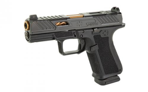 Shadow Systems MR920 Elite, Striker Fired, Semi-automatic, Polymer Frame Pistol, Compact, 9MM, 4" Bronze Spiral and Fluted Barrel, Nitride Finish Elite Slide, Black, Optics Ready, Flat Flaced Trigger Safety, Tritium Front Night Sight, 15 Rounds, 2 Magazines, Includes Optics Kit, Grip Kit, Attache Case, Flared Magwell, Shadow Systems Tool SS-1011
