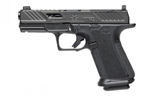Shadow Systems MR920 Elite, Striker Fired, Semi-automatic, Polymer Frame Pistol, Compact, 9MM, 4 Black Spiral and Fluted Barrel, Nitride Finish Elite Slide, Black, Optics Ready, Flat Flaced Trigger Safety, Tritium Front Night Sight, 15 Rounds, 2 Magazines, Includes Optics Kit, Grip Kit, Attache Case, Flared Magwell, Shadow Systems Tool SS-1012