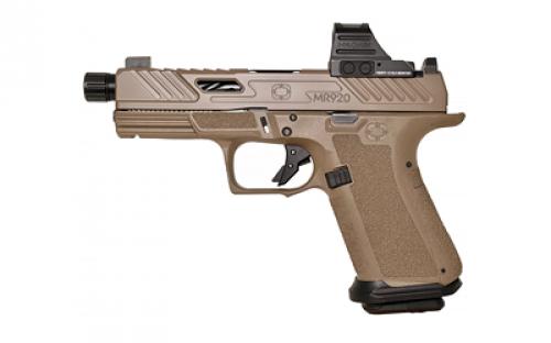 Shadow Systems MR920 Elite, Striker Fired, Semi-automatic, Polymer Frame Pistol, Compact, 9MM, 4.5 Black Spiral Threaded Barrel, Flat Dark Earth Frame and Slide, Holosun 507c Red Dot, Flat Faced Trigger, Trigger Safety, Front Tritium Night Sight, 15 Rounds, 2 Magazines, Includes Optics Kit, Atache Case, Flared Magwell, Grip Kit, Shadow Systems Tool SS-1022-H