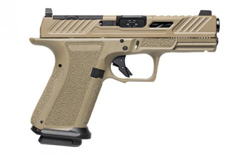 Shadow Systems MR920 Elite, Striker Fired, Semi-automatic, Polymer Frame Pistol, Compact, 9MM, 4" Black Spiral and Fluted Barrel, Nitride Finish Elite Slide, Flat Dark Earth, Optics Ready, Flat Faced Trigger, Tritium Front Night Sight, 15 Rounds, 2 Magazines, Includes Optics Kit, Grip Kit, Attache Case, Flared Magwell, Shadow Systems Tool SS-1024