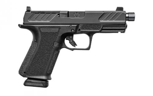 Shadow Systems MR920, Foundation, Striker Fired, Semi-automatic, Polymer Frame Pistol, Compact, 4.5" Threaded Barrel, Nitride Finish, Black, Green Tritium Front Sight, Black Serrated Rear Sight, Optics Ready Slide, 15 Rounds, 2 Magazines, Includes (3) Backstraps and Optics Kit SS-1310-1D