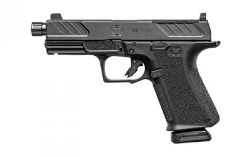 Shadow Systems MR920, Foundation, Striker Fired, Semi-automatic, Polymer Frame Pistol, Compact, 4.5 Threaded Barrel, Nitride Finish, Black, White Dot Fixed Sights, Optics Ready Slide, 15 Rounds, 2 Magazines, Includes (3) Backstraps and Optics Kit SS-1310