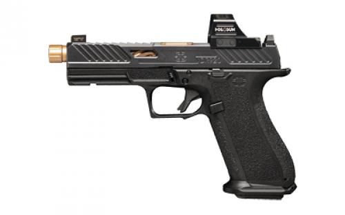 Shadow Systems DR920 Elite, Striker Fired, Semi-automatic, Polymer Frame Pistol, Fullsize, 9MM, 4.5 Bronze Spiral Fluted Barrel, Nitride Finish Slide, Black, Holosun 507c Red Dot, Flat Faced Trigger, Trigger Safety , Front Tritium Night Sight, 17 Rounds, 2 Magazines, Includes Optics Kit, Atache Case, Flared Magwell, Grip Kit, Shadow Systems Tool SS-2011-H