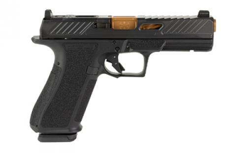 Shadow Systems DR920 Elite, Striker Fired, Semi-automatic, Polymer Frame Pistol, Full Size, 9MM, 4.5" Bronze Spiral and Fluted Barrel, Nitride Finish Slide, Black, Optics Ready, Flat Faced Trigger, Trigger Safety, Tritium Front Night Sight, 17 Rounds, 2 Magazines, Includes Optics Kit, Grip Kit, Attache Case, Flared Magwell, Shadow Systems Tool SS-2011