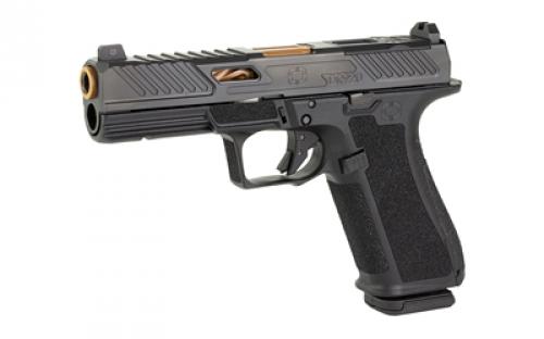 Shadow Systems DR920 Elite, Striker Fired, Semi-automatic, Polymer Frame Pistol, Full Size, 9MM, 4.5" Bronze Spiral and Fluted Barrel, Nitride Finish Slide, Black, Optics Ready, Flat Faced Trigger, Trigger Safety, Tritium Front Night Sight, 17 Rounds, 2 Magazines, Includes Optics Kit, Grip Kit, Attache Case, Flared Magwell, Shadow Systems Tool SS-2011