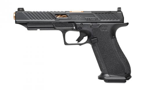 Shadow Systems DR920L Elite, Striker Fired, Semi-automatic, Polymer Frame Pistol, Full Size, 9MM, 5.31 Bronze Spiral and Fluted Barrel, Nitride Finish Slide, Black, Optics Ready, Flat Faced Trigger, Trigger Safety, Tritium Front Night Sight, 17 Rounds, 2 Magazines, Includes Optics Kit, Grip Kit, Attache Case, Shadow Systems Tool SS-2027