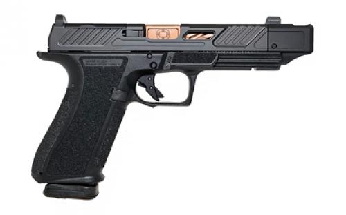 Shadow Systems DR920P Elite, Striker Fired, Semi-automatic Pistol, Full Size, 9mm, 4.8" Threaded Spiral Fluted Barrel, Compensator, Polymer Frame, Nitride Finish, Black, Front Night Sight, Trigger Safety, 17 Rounds, Includes 2 Magazines, Optics Kit, Grip Kit, Attache Case, Magwell, Shadow Systems Tool, Right Hand SS-2212