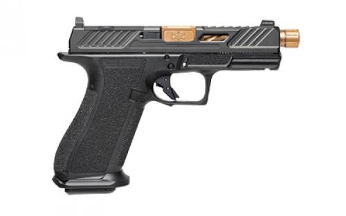 Shadow Systems XR920 Elite, Striker Fired, Semi-automatic Pistol, Full Size, 9mm, 4.5" Threaded Bronze Spiral Fluted Barrel, Polymer Frame, Nitride Finish, Black, Front Night Sight, Trigger Safety, 17 Rounds, Includes 2 Magazines, Optics Kit, Grip Kit, Attache Case, Magwell, Shadow Systems Tool, Right Hand SS-3009