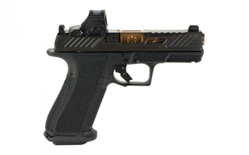 Shadow Systems XR920 Elite, Striker Fired, Semi-automatic, Polymer Frame Pistol, Compact, 9MM, 4" Bronze Spiral Fluted Barrel, Nitride Finish Slide, Black, Holosun 507c Red Dot, Flat Faced Trigger, Trigger Safety , Front Tritium Night Sight, 17 Rounds, 2 Magazines, Includes Optics Kit, Atache Case, Flared Magwell, Grip Kit, Shadow Systems Tool SS-3011-H