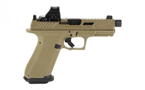 Shadow Systems XR920 Elite, Striker Fired, Semi-automatic, Polymer Frame Pistol, Fullsize, 9MM, 4.5" Black Spiral Fluted Threaded Barrel, Flat Dark Earth Slide and Frame, Holosun  507c Red Dot, Flat Faced Trigger, Trigger Safety, Front Tritium Night Sight, 17 Rounds, 2 Magazines, Includes Optics Kit, Atache Case, Flared Magwell, Grip Kit, Shadow Systems Tool SS-3022-H