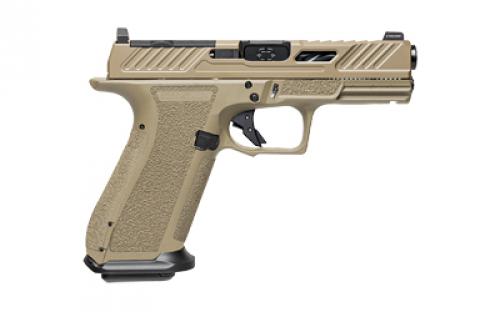 Shadow Systems XR920 Elite, Striker Fired, Semi-automatic Pistol, Full Size, 9mm, 4 Spiral Fluted Barrel, Polymer Frame, Nitride Finish, Flat Dark Earth, Front Night Sight, Trigger Safety, 17 Rounds, Includes 2 Magazines, Optics Kit, Grip Kit, Attache Case, Magwell, Shadow Systems Tool, Right Hand SS-3024