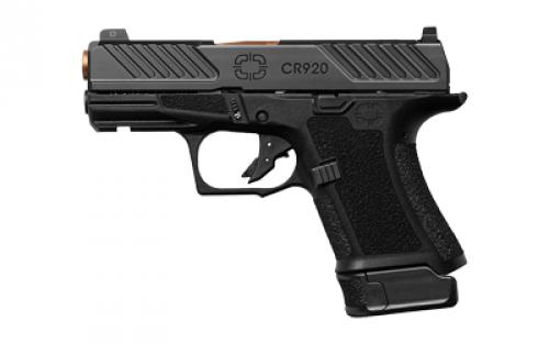 Shadow Systems CR920 Combat, Striker Fired, Semi-automatic Pistol, Sub-Compact, 9mm, 3.4 Bronze Spiral Fluted Barrel, Polymer Frame, Nitride Finish, Black, Front Night Sight, Trigger Safety, (1) - 10 Round (1) - 13 Round, Includes 2 Magazines, Attache Case, Right Hand SS-4001