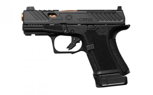 Shadow Systems CR920 Elite, Striker Fired, Semi-automatic Pistol, Sub-Compact, 9mm, 3.4 Bronze Spiral Fluted Barrel, Polymer Frame, Nitride Finish, Black, Front Night Sight, Trigger Safety, (1) - 10 Round (1) - 13 Round, Optics Ready, Includes 2 Magazines, Optics Kit, Attache Case, Optics Ready, Right Hand SS-4011