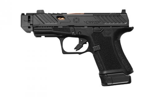 Shadow Systems CR920P Elite, Striker Fired, Semi-automatic Pistol, Sub-Compact, 9mm, 3.75 Bronze Spiral Fluted Barrel, Integrated Compensator, Polymer Frame, Nitride Finish, Black, Front Night Sight, Trigger Safety, Includes 2 Magazines (1)-10 Round (1)-13 Rounds and Attache Case SS-4211