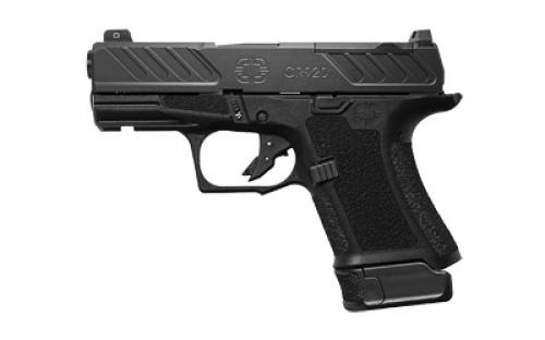 Shadow Systems CR920, Striker Fired, Semi-automatic, Polymer Frame Pistol, Sub-Compact, 9mm, 3.4 Spiral Fluted Barrel, Nitride Finish, Black, Front Night Sight, Trigger Safety, Optics Ready, 2 Magazines, (1)-10 Round and (1)-13 Round Magazine, 1 Pinky Base Plate Magazine Extension, Optics Plate SS-4306-1D