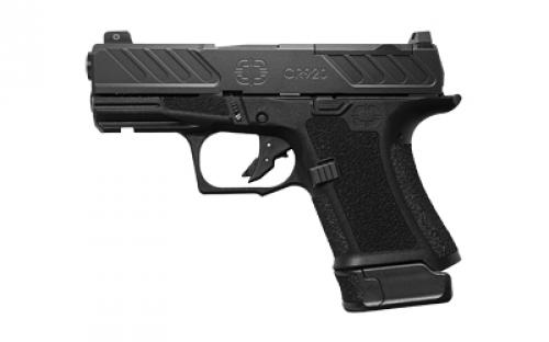 Shadow Systems CR920, Striker Fired, Semi-automatic, Polymer Frame Pistol, Sub-Compact, 9mm, 3.4 Spiral Fluted Barrel, Nitride Finish, Black, Front White Dot Sight, Trigger Safety, Optics Ready, 2 Magazines, (1)-10 Round and (1)-13 Round Magazine, 1 Pinky Base Plate Magazine Extension, Optics Plate SS-4306