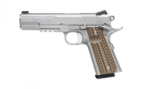 Savage Savage 1911 with Rail, Semi-automatic, Single Action, Metal Frame Pistol, Full Size, 9mm, 5 Barrel, G10 Grips, Stainless Steel Finish, Night Sights, Manual Safety, 10 Rounds, 2 Magazines 67209