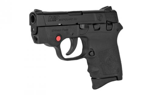 Smith & Wesson M&P Bodyguard, Double Action Only, Semi-automatic, Polymer Frame Pistol, Sub Compact, 380ACP, 2.75" Barrel, Armornite Finish, Black, Fixed Sights, Manual Thumb Safety, 6 Rounds, Crimson Trace Laser, 2 Magazines 10048