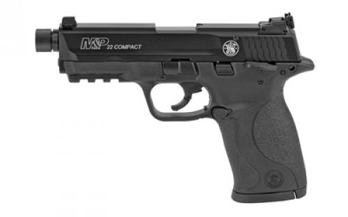 Smith & Wesson M&P Compact, Striker Fired, Semi-automatic, Polymer Frame Pistol, 22LR, 3.6 Threaded Barrel, Armornite Finish, Black, Adjustable Sights, Ambidextrous Safety, 10 Rounds, 2 Magazines 10199