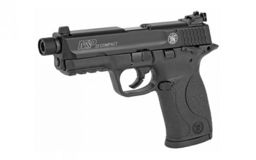 Smith & Wesson M&P Compact, Striker Fired, Semi-automatic, Polymer Frame Pistol, 22LR, 3.6" Threaded Barrel, Armornite Finish, Black, Adjustable Sights, Ambidextrous Safety, 10 Rounds, 2 Magazines 10199