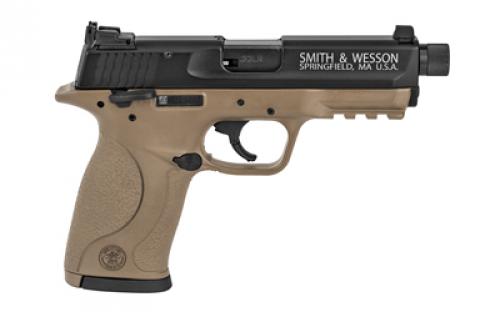 Smith & Wesson M&P Compact, Striker Fired, Semi-automatic, Polymer Frame Pistol, Compact, 22LR, 3.5" Threaded Barrel, Cerakote Finish, Flat Dark Earth, 3-Dot Sight, Manual Thumb Safety, 10 Rounds, 2 Magazines 10242