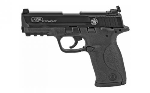 Smith & Wesson M&P Compact, Striker Fired, Semi-automatic, Polymer Frame Pistol, 22LR, 3.6 Threaded Barrel, Armornite Finish, Black, Adjustable Sights, 10 Rounds, 2 Magazines, BLEM (Damaged Case) 108390