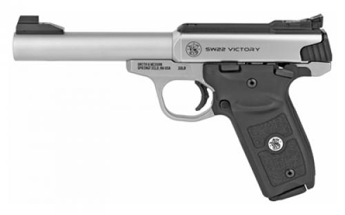 Smith & Wesson SW22 Victory, Target, Massachusetts Compliant, Single Action Only, Semi-automatic, Metal Frame Pistol, Full Size, 22LR, 5.5 Bull Barrel, Stainless Steel, Polymer Grips, Adjustable Target Sights, Manual Thumb Safety 10 Rounds, 2 Magazines 11536